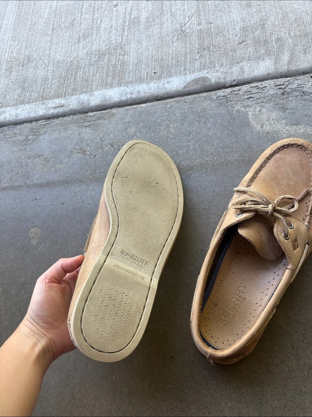Sperry Men's Light Brown Leather 2-Eye Boat Shoes 11.5